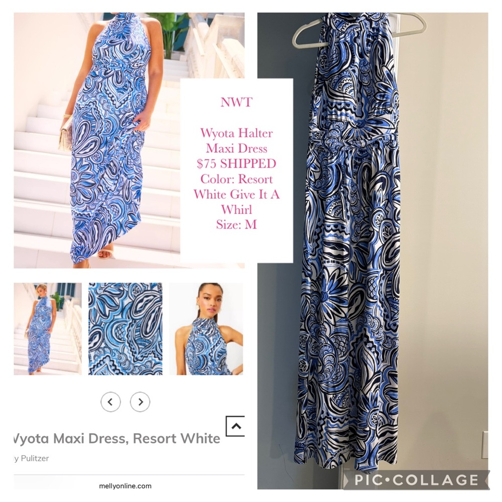 Lilly Pulitzer Blue and White Halter Sundress